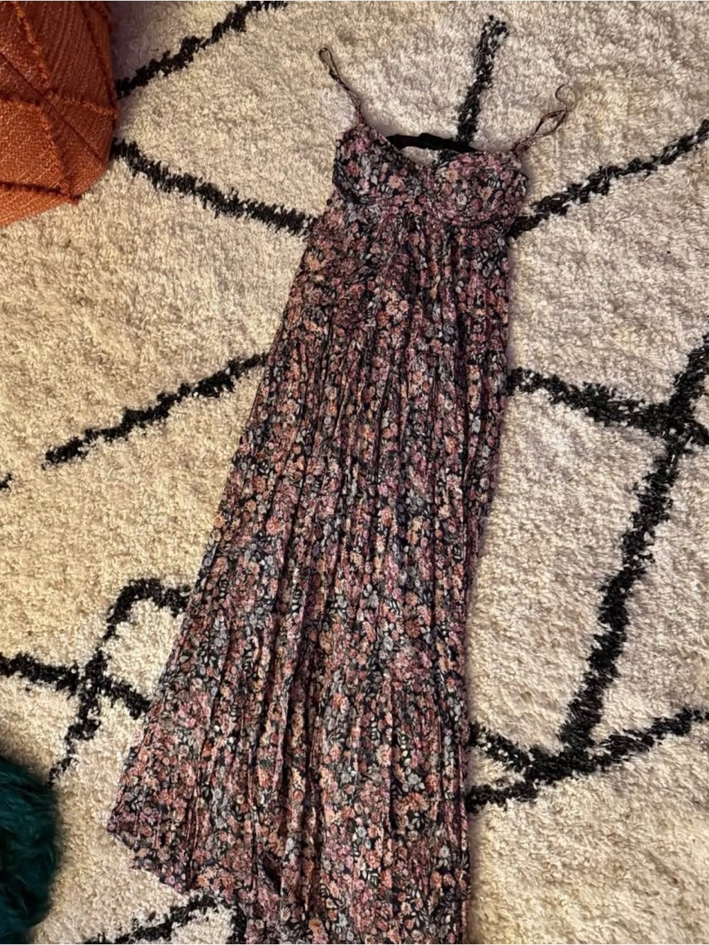 Floral Maxi Sundress in Black and Pink - Floral